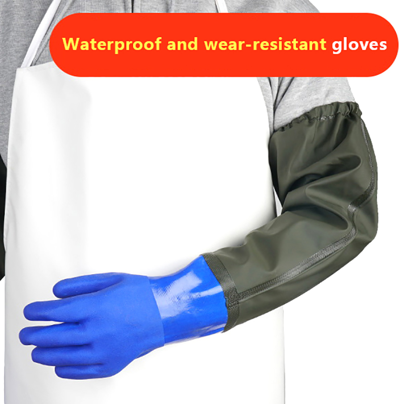 Gants longs en caoutchouc réutilisables imperméables, gants de vidange de livres, gants de degré chimique, PVC, RapDuty, 1 paire