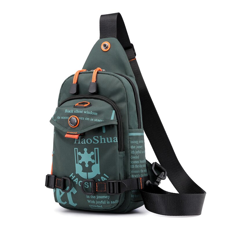 Nylon Mannen Borst Bag Rugzak Knapzak Beroemde Reizen Ongedwongen Mannelijke Een Schouder Zakken Sling Rugzak Dagrugzak: Dark Green