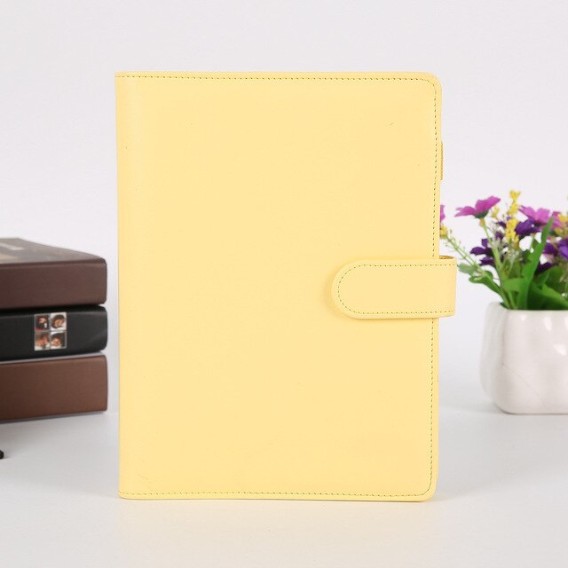 Pu Leather-proof A5 A6 Notebook Diary Schedule Schedule Diary Journal Binder Cute School Supplies Macaron Notebook Notebook: yellow only leather / A5