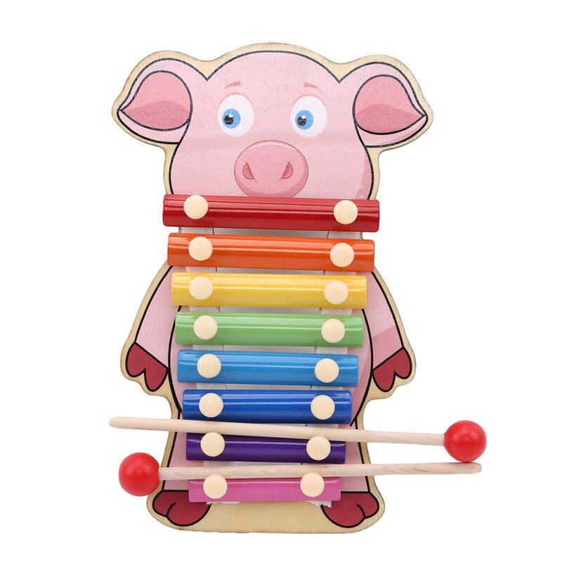 Kids Rainbow Xylophon Animal Pattern Hand knock Music Instruments Piano Baby Educational Toys Xylophon Toys For Children: Pig