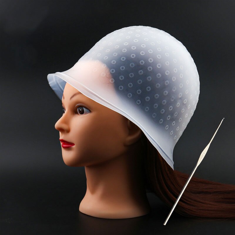 Gorro de silicona reutilizable para tinte, para el Color del cabello, destacando la peluquería con aguja M88: White