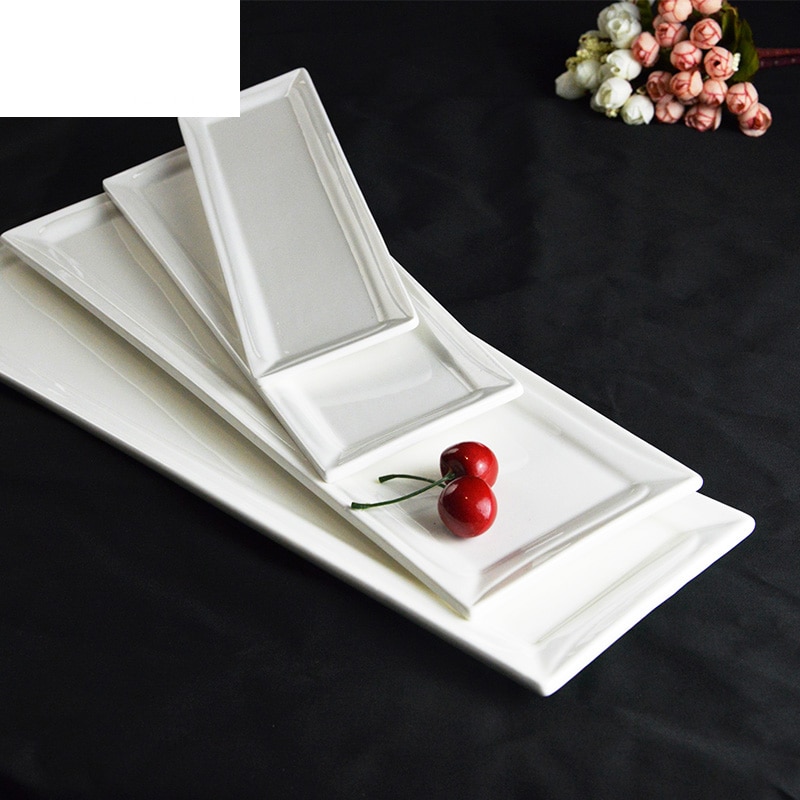 Ceramic Vegetable Dishes Household Utensils Rectangular Sushi Dishes Pure White Hotel Features Dinner Plates Tableware