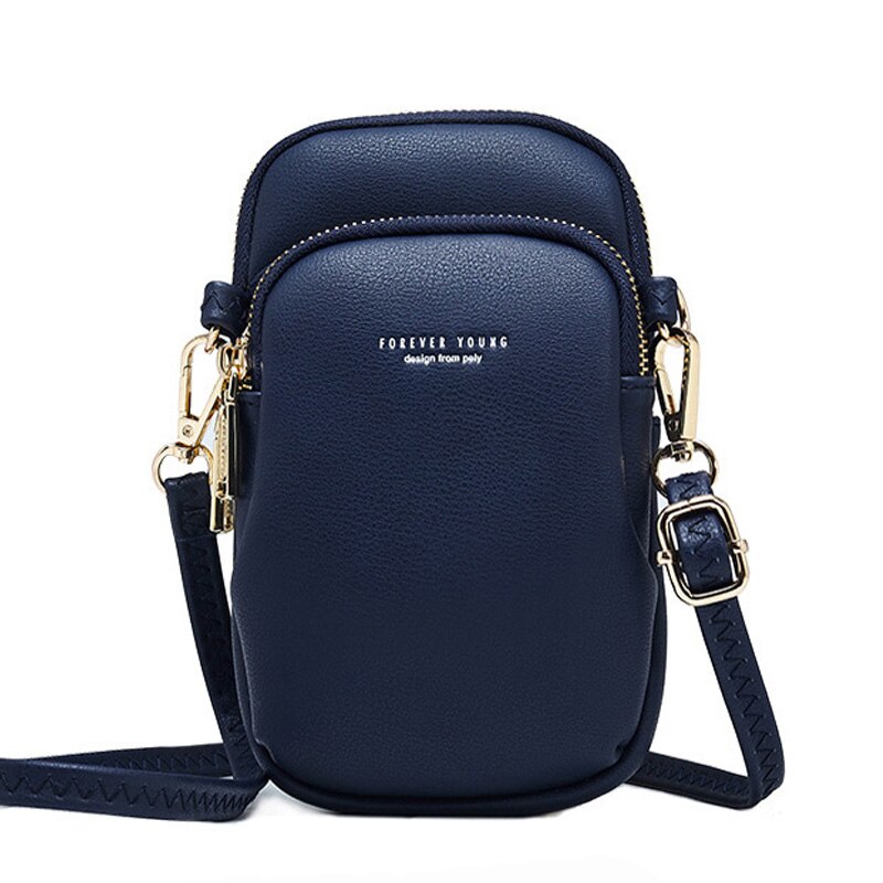 Small Shoulder Bag For Women Cell Phone Pocket Ladies Crossbody Bags Pu Leather Female Mini Messenger Purse: DK Blue