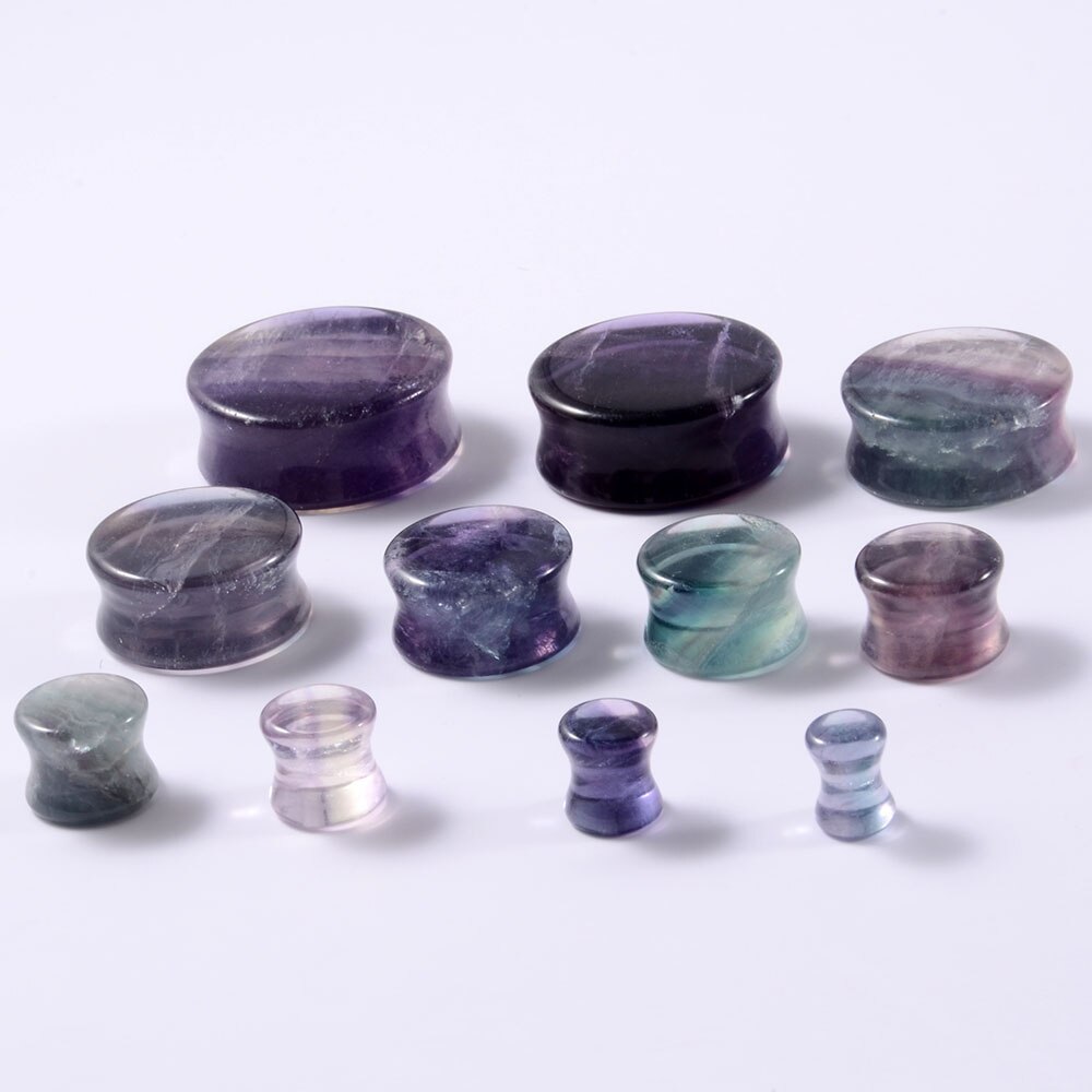 Chuanci 1 Paar Aurora Fluoriet Zadel Stone Ear Plug Expander Oor Gewichten Body Piercing Sieraden