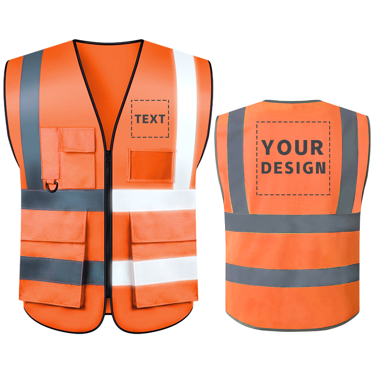 Custom Your Text Logo Reflective Safety Vest Construction Work Traffic Vest Railway Coal Miners Uniform Security ANSI Class 2: M / Orange