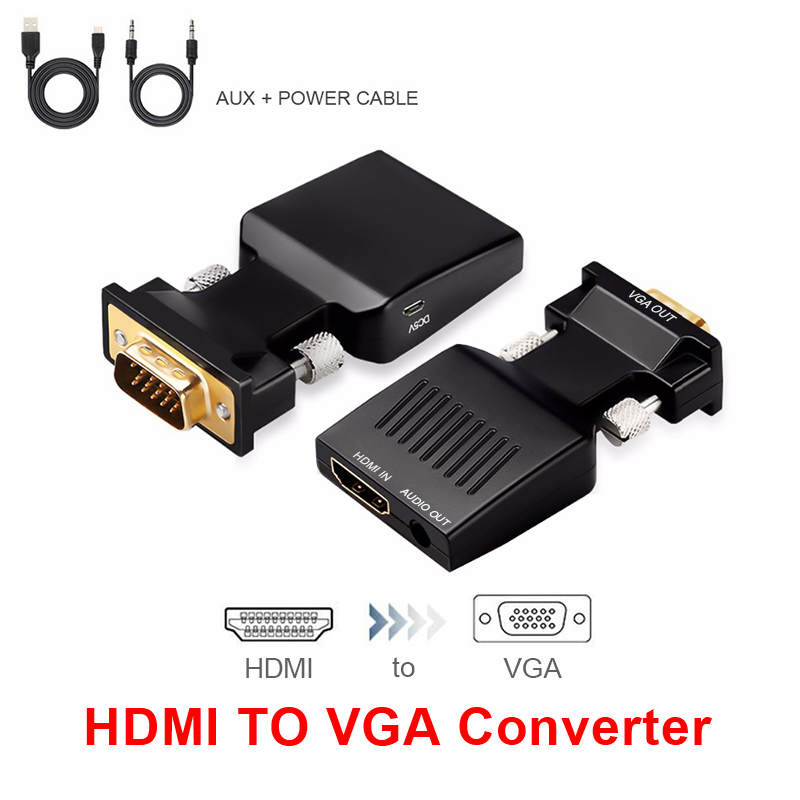 Qgeem vga til hdmi konverter med lyd fuld hd vga til hdmi adapter med videoudgang 1080p hd til pc laptop hdmi tovga: Hdmi til vga abs