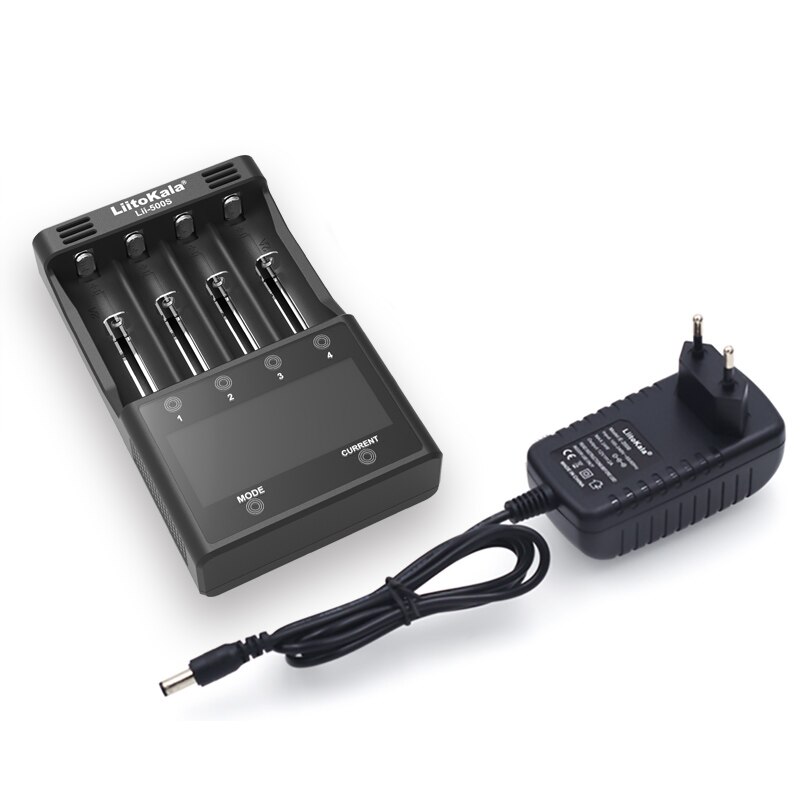 Liitokala Lii-500 Lii-PD4 Lii-500S Lii-PL4 Lii-S4 Sbattery Charger 18650 21700 26650 AA Charger 18350 18500 17500 25500 battery: Lii-500S and adapter