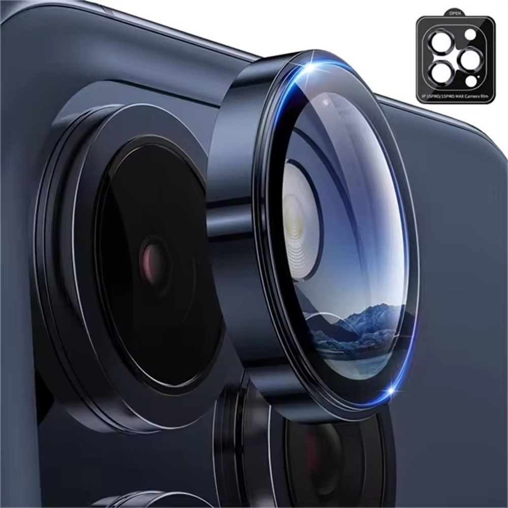 Protector de lente de cámara para iPhone 16 15 Pro Max, anillo de Metal, cubierta completa, película de lente de cámara para iPhone 16 15 Pro, accesorios para teléfono: Azul / Paquete 18