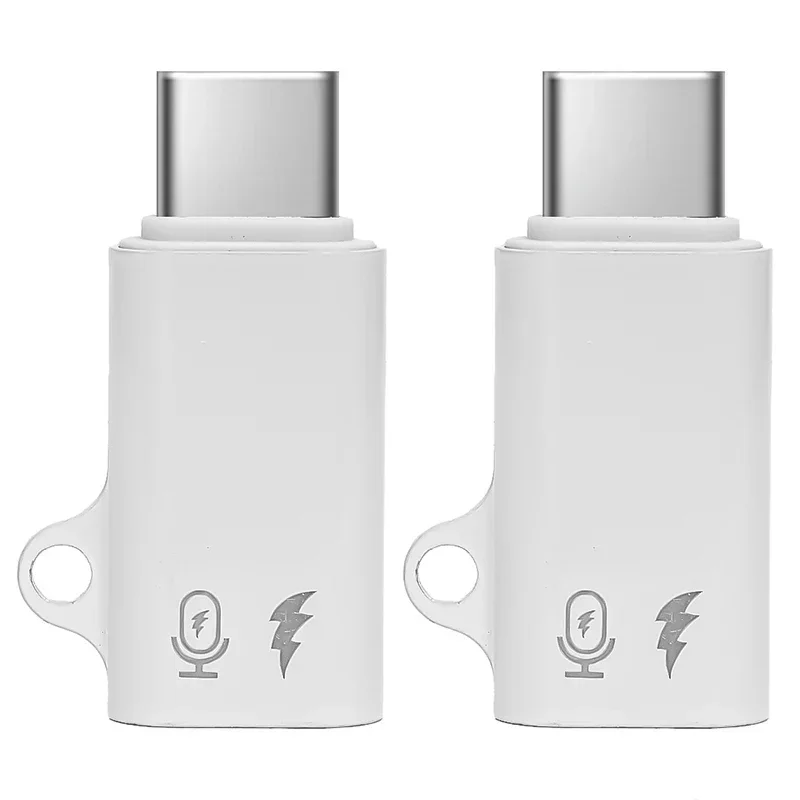 Adaptador OTG tipo C a convertidor Lightning para Apple 16 15, adaptador de transferencia de datos de micrófono Android portátil con cerradura, 2/1 Uds.: Rosa