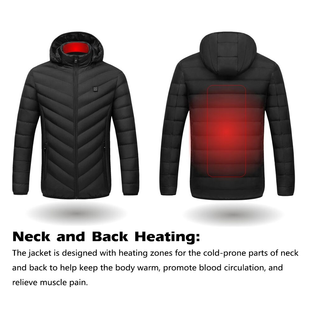 Electric Heated Coat Smart Heating Cotton Jacket Unisex Lightweight Heated Clothing for Men Women Hiking Skiing Winter Cycling