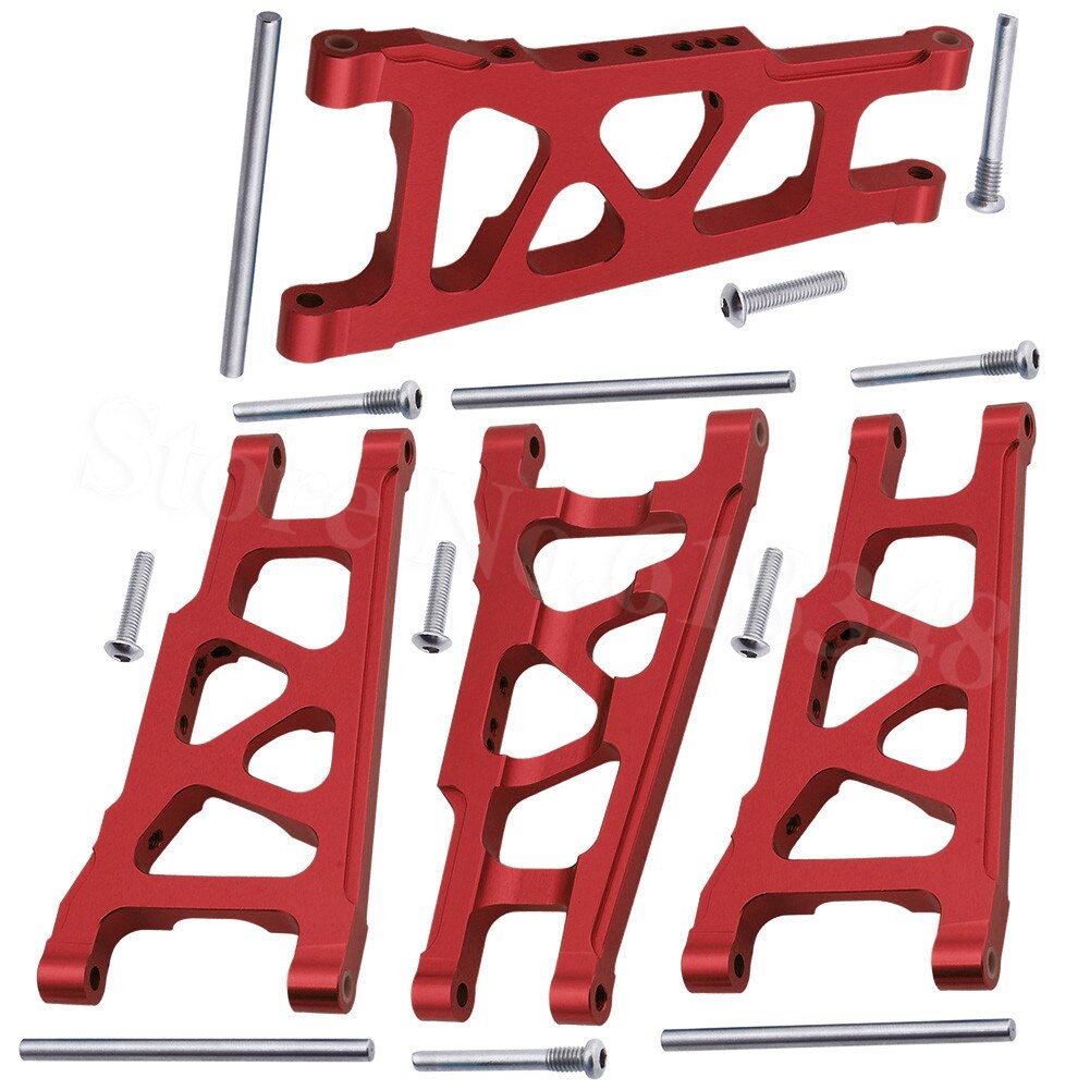 Voor & Achter Aluminium Draagarmen Vervanging van 3655x voor RC Traxxas 1/10 Slash 4x4 4WD Stampede 4x4 Rally XO-1 Optie: Rood