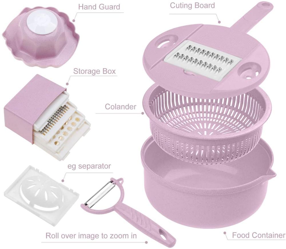 Wheat Straw Slicer Cutter Chopper Vegetable Cutter Grater Round Kitchen Multifunction Shred Grater Fruit Peeler Wash Leak Basin