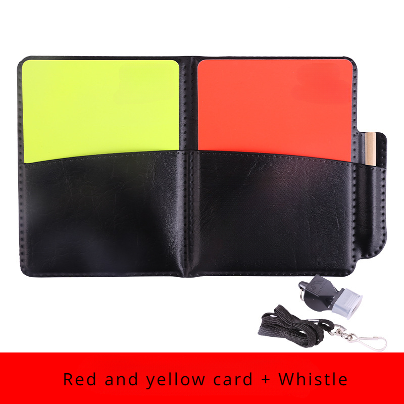 Jeu de cartes d'arbitre de football, drapeau de patrouille d'arbitre, carte rouge et jaune avec crayon, carte d'avertissement de football et cueilleur de bord: WHITE