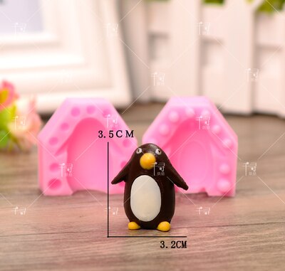 Moule bricolage à chocolat pingouin 3D | Décoration de gâteau, Fondant Dessert pâtisserie savon fait main résine de bougie Silicone: small
