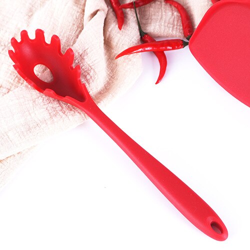 Food Grade Siliconen Koken Tool Gemak Keuken Non-stick Pan Schop Lepels Vergiet Keukengerei Huishoudelijke Accessoires Item: 1PCS Red B
