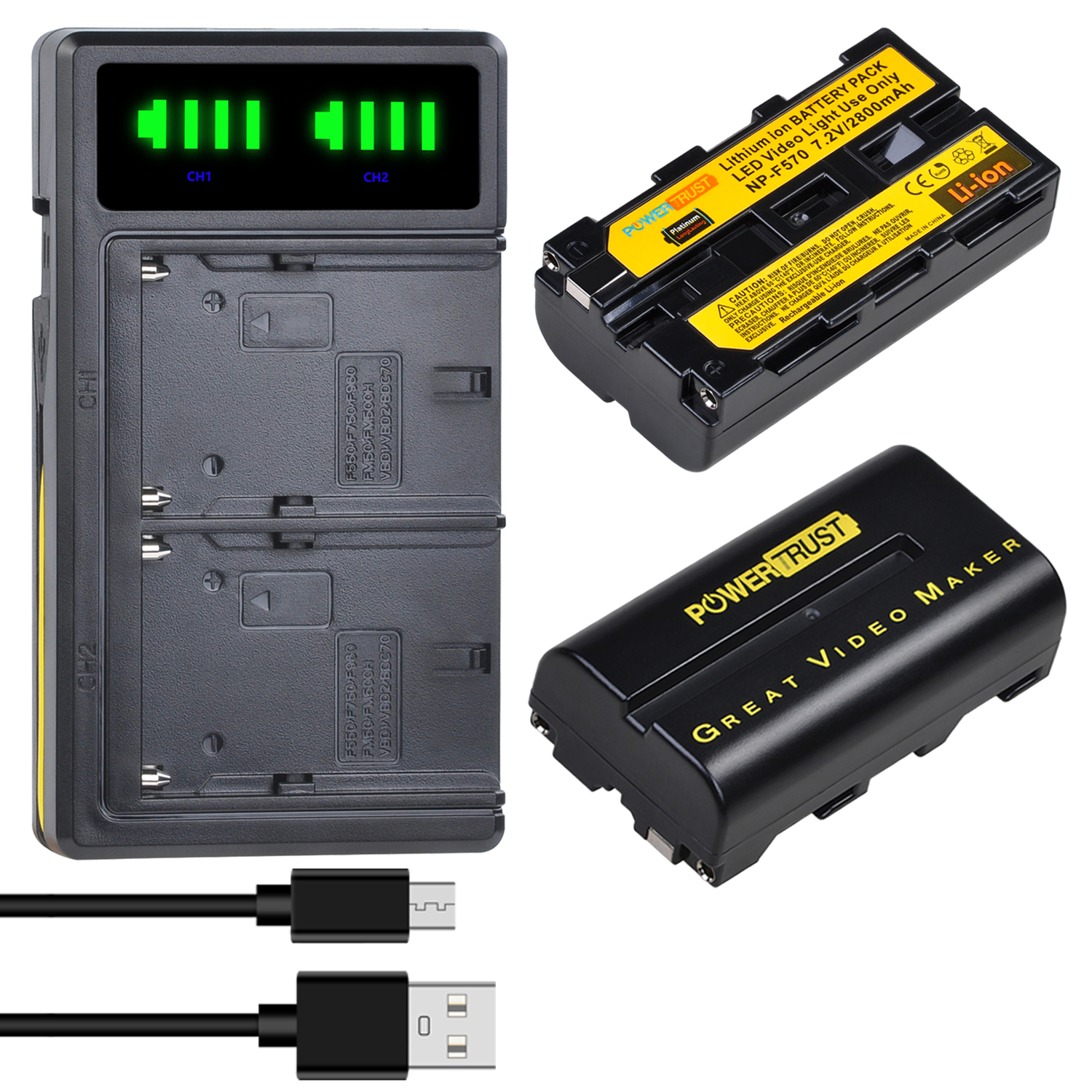 2800 mah np -f550 np-f570 batteri lcd usb Dobbel lader til yongnuo viltrox ledet videolampe  yn300 ii yn300 iii  yn600 luft: 2 batterier og lader