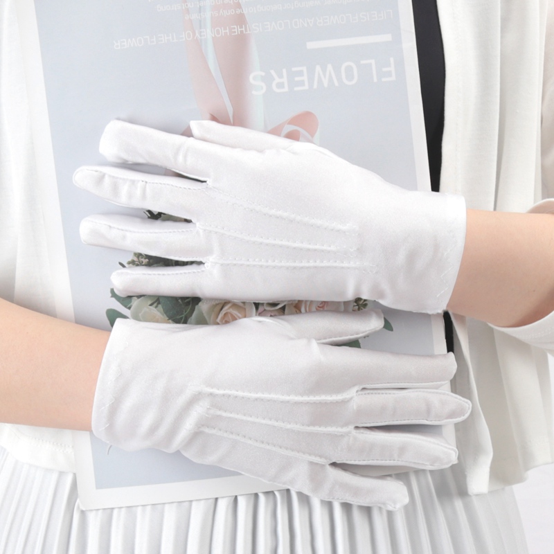 Elastische schwarz-weiße formelle Handschuhe Honor Guard Handschuhe Guard Santa Männer Frauen Inspektion Fäustlinge Arbeit Fahren Schmuck Butler Handschuhe