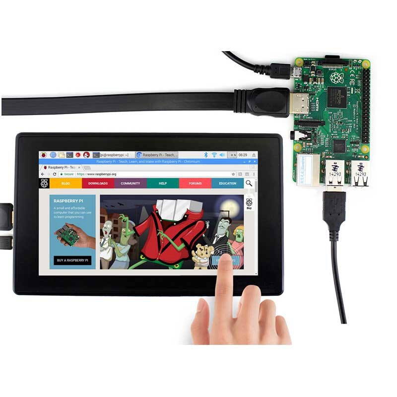 for Raspberry Pi 4 Model B/ 3B+/ 3B 7 Inch Display 1024X600 IPS Capacitive Press Sn Monitor W/ Case Bracket OSD Menu