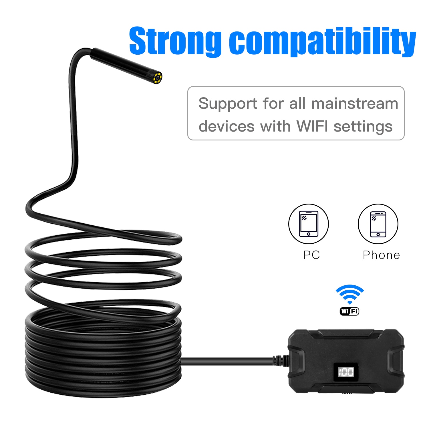 5.5/8.0mm Wireless Endoscope Camera Waterproof Flexible Snake Camera HD1080p WiFi Borescope Inspection Camera Y13