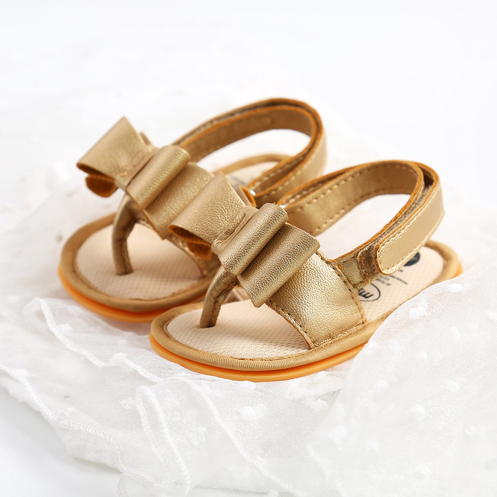 Sandales d'été pour bébés filles, chaussures plates à nœud papillon, tongs à sangle en T, sandales coulissantes