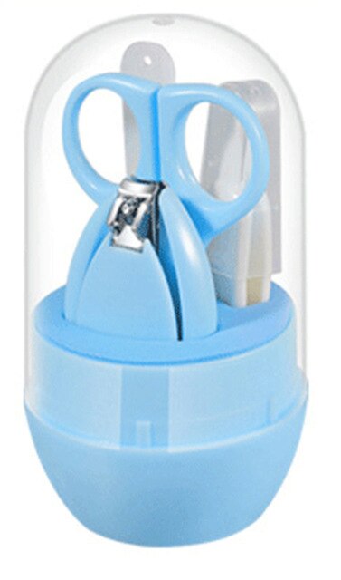 Conjunto de cuidado para bebé recién nacido, multifunción, higiene, cuidado de las uñas, termómetro, tijeras, herramientas: 4pcs blue