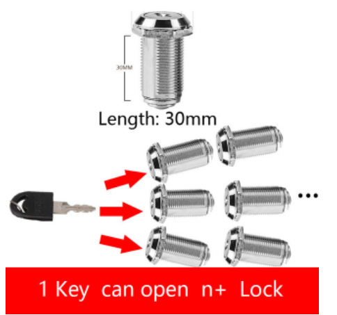 1PCS Drawer file cabinet metal cabinet cam lock longer 10MM 16mm 20mm 25mm 30mm 40mm tool cabinet equipment cabinet box lock: black