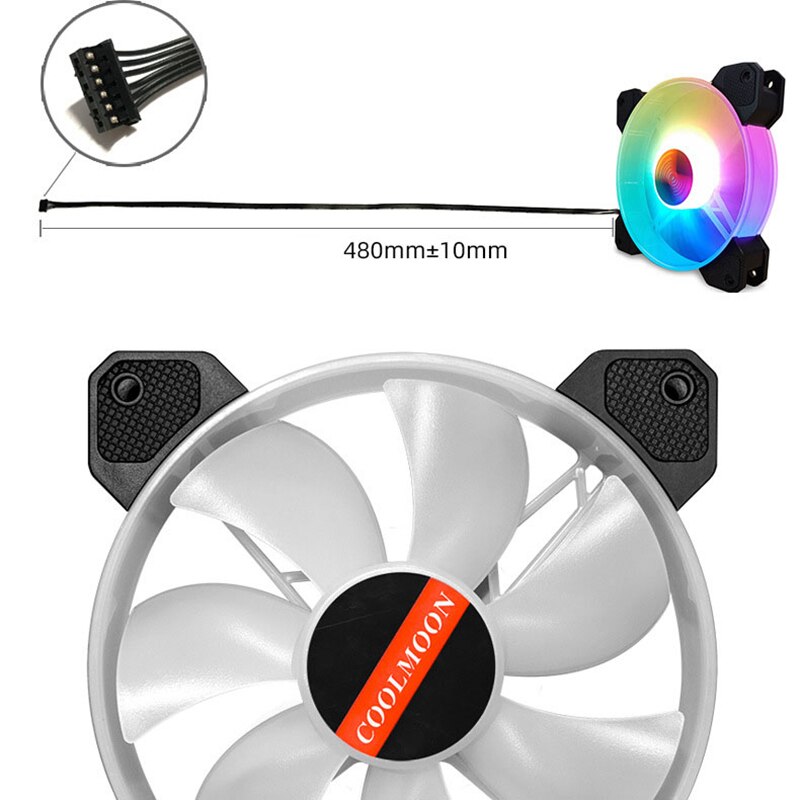 COOLMOON F-YH Computer Case PC Cooling Fan RGB Adjust 120mm Quiet + IR Remote Computer Cooler RGB CPU Case Fan TWO In One