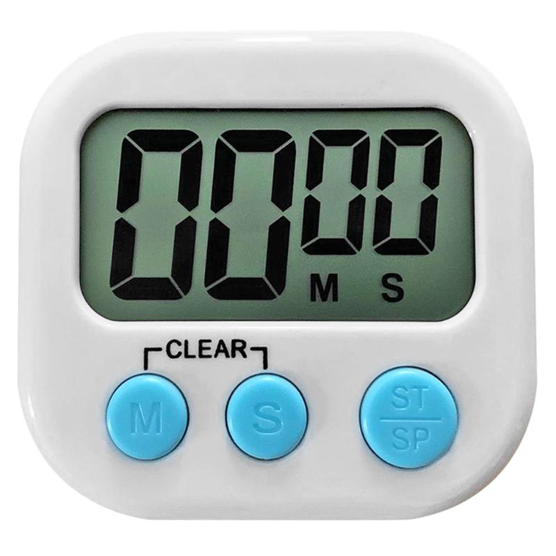 Super Thin LCD Digital Timer Cooking Count Up Countdown Magnetic Screen Timer Kitchen Table Countdown Alarm Clock with Stand: White