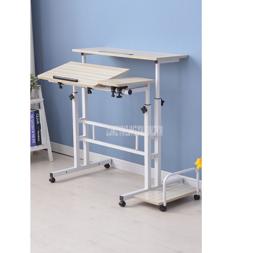 Modern Sit/Stand Computer Desk With Keyboard Tray Height Adjustable Simple Standing Laptop Desk Notebook/Monitor Holder Stand: Light Green