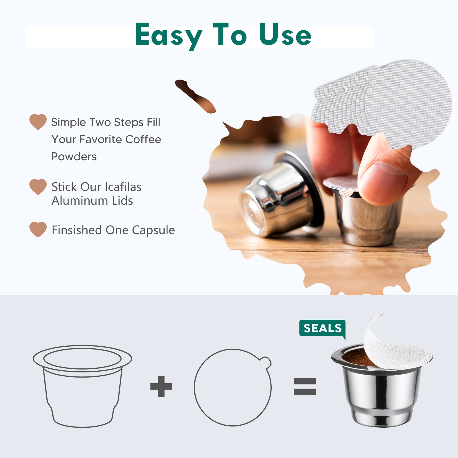Wiederverwendbare Kaffee Kapseln Nachfüllbare Edelstahl Filter Pods Für Nespresso OriginalLine Brewer Mit Aluminium Folien