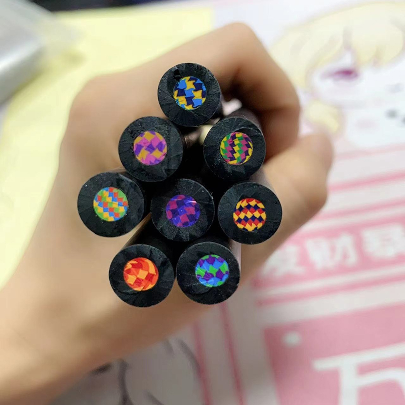 8 stk. regnbueblyanter, fargeblyanter til voksne, , 8 farger flerfargede blyanter til kunstmateriell, tegning, fargelegging, skissering