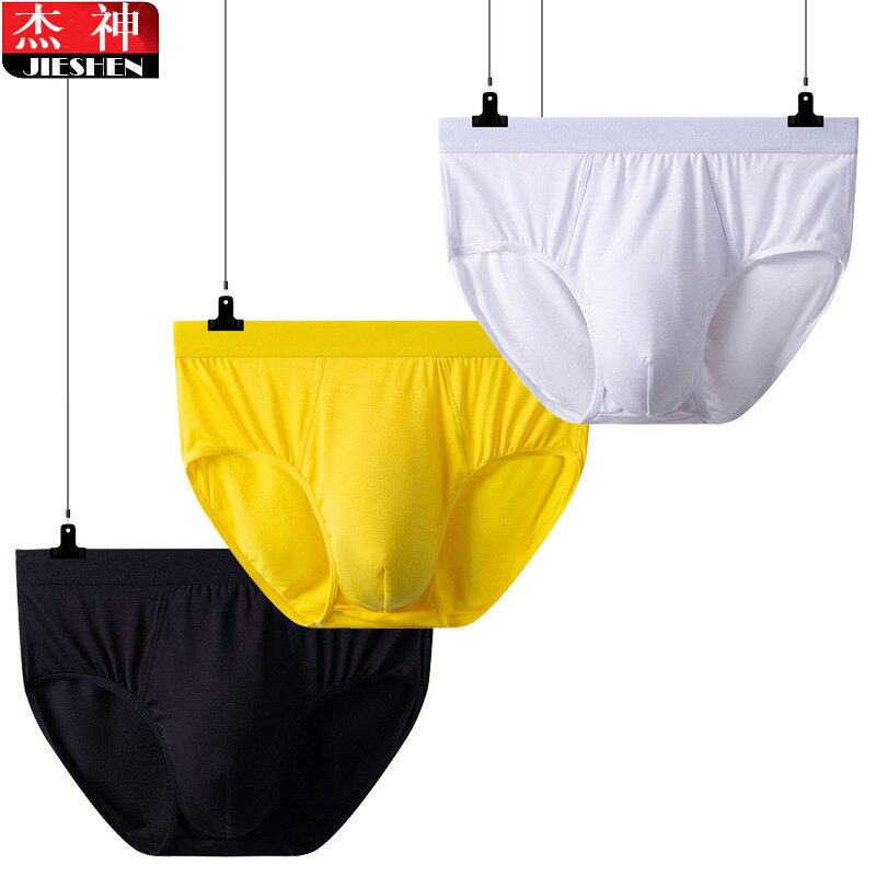 Mens Underwear Briefs Modal White Yellow Comfortable Breathable