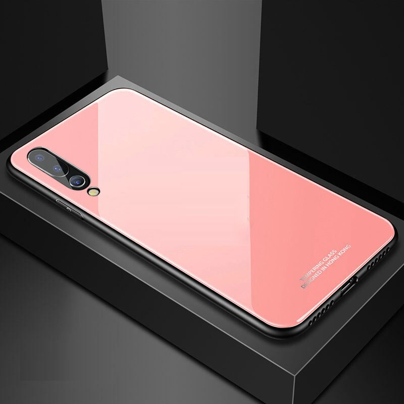 Yuetuo lujoso original funda de espejo de cristal duro para huawei p20 pro lite p20pro p 20 plus nova 3e funda trasera de silicona para teléfono: For p20 / pink