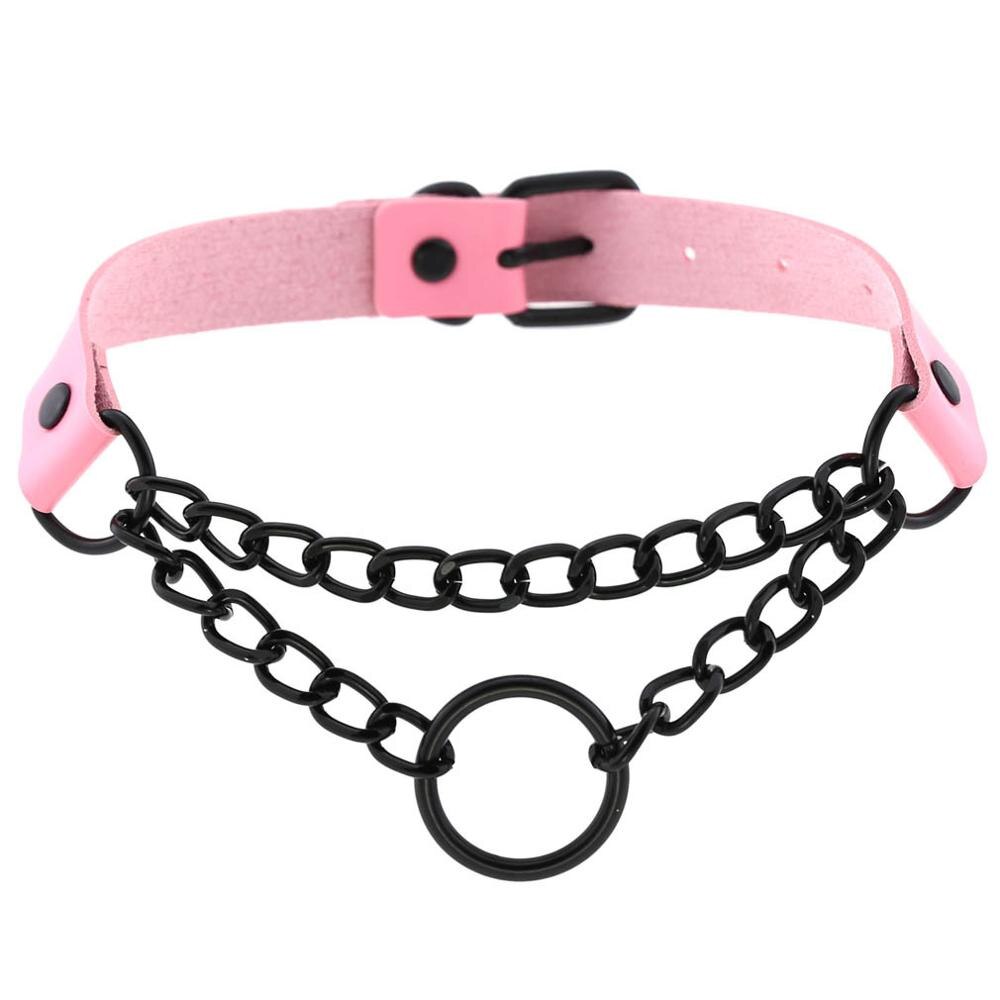 Schwarz Gothic O Kette choker kragen harajuku Punk Choker frauen mädchen schwarz leder chocker emo Kawaii hexe schmuck: pink