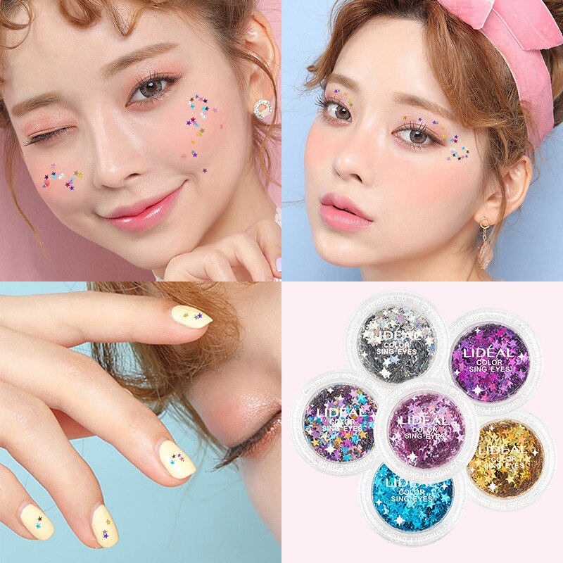 Flerfärgad diamant glitter ögonmakeup kind nagelkonst dekoration paljetter hud highlighter ansikte festival smink kosmetika tslm 1