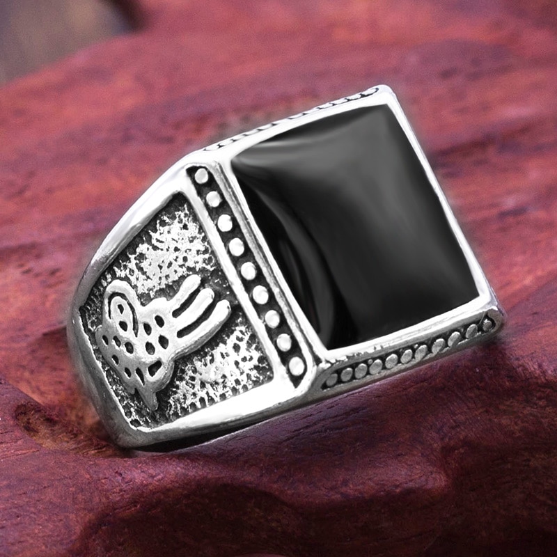 Vintage Zwart Vierkant Olie Druppelen Ring Mannen Lichtmetalen Trouwringen Mannen Sieraden Accessoires