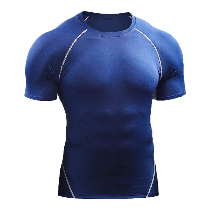 Kompressions-t-shirt herr sommar sportkläder löpar-t-shirt elastisk snabbtorkande sporttoppar t-shirt atletisk gym träningströjor herr: Xxxl / Brun