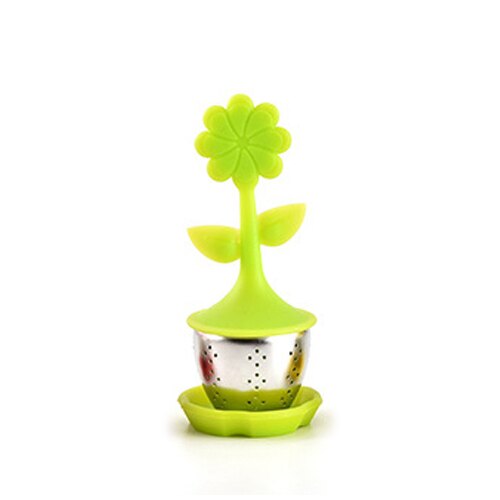 Bloem Siliconen Thee-ei Bloemen Thee Filter Diffuser Herbruikbare Theezeefje Spice Losse Thee Blad Kruiden Tool Theepot Theezakjes: green