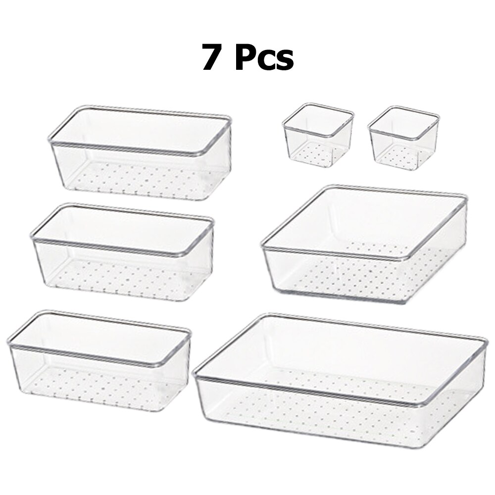 3/6/7/11 PCS Plastic Desk Drawer Organizer Trays Drawer Compartment Divider Container for Bedroom Dresser Office Storage Drawers: 7PCS