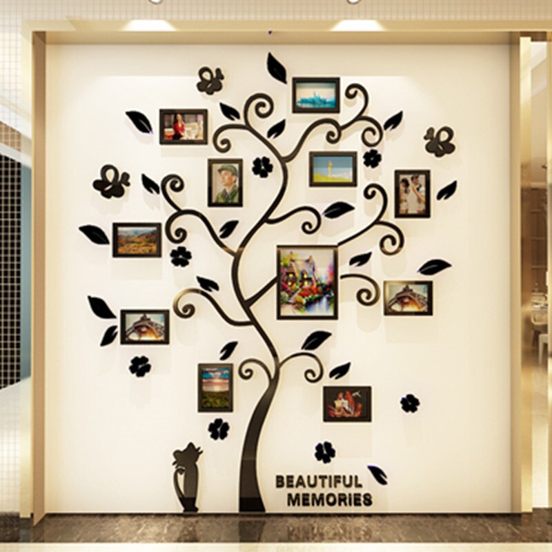 Acrylic 3D Wallpaper Tree Shape Poster Photo Album Frame DIY Wall Stickers For Home Decor Kids Living Room Decoration
