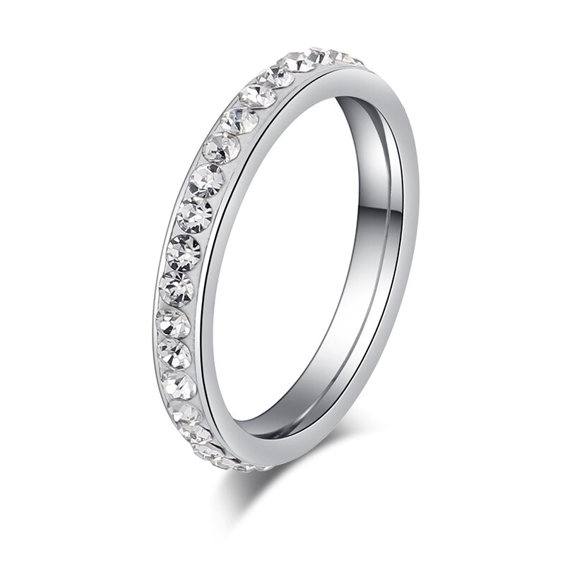 DOTIFI 316L Stainless Steel Rings For Women Gold Color Crystal Engagement Wedding Ring Jewelry: 6 / Silver