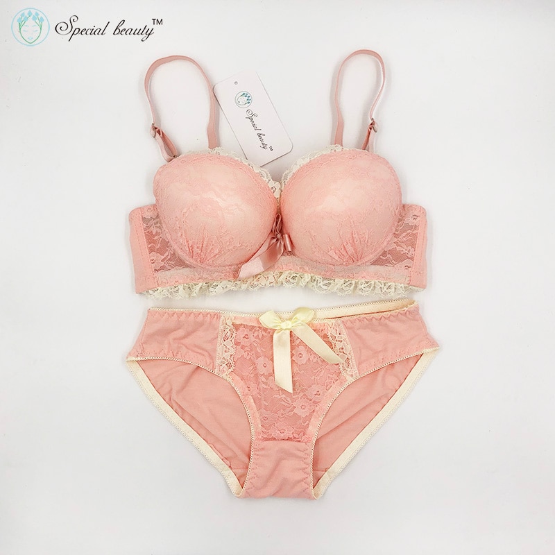 !Special beauty Soft Campus wind Pure Sweet Girlhood As beautiful as first love Push Up Teenage Bra Set