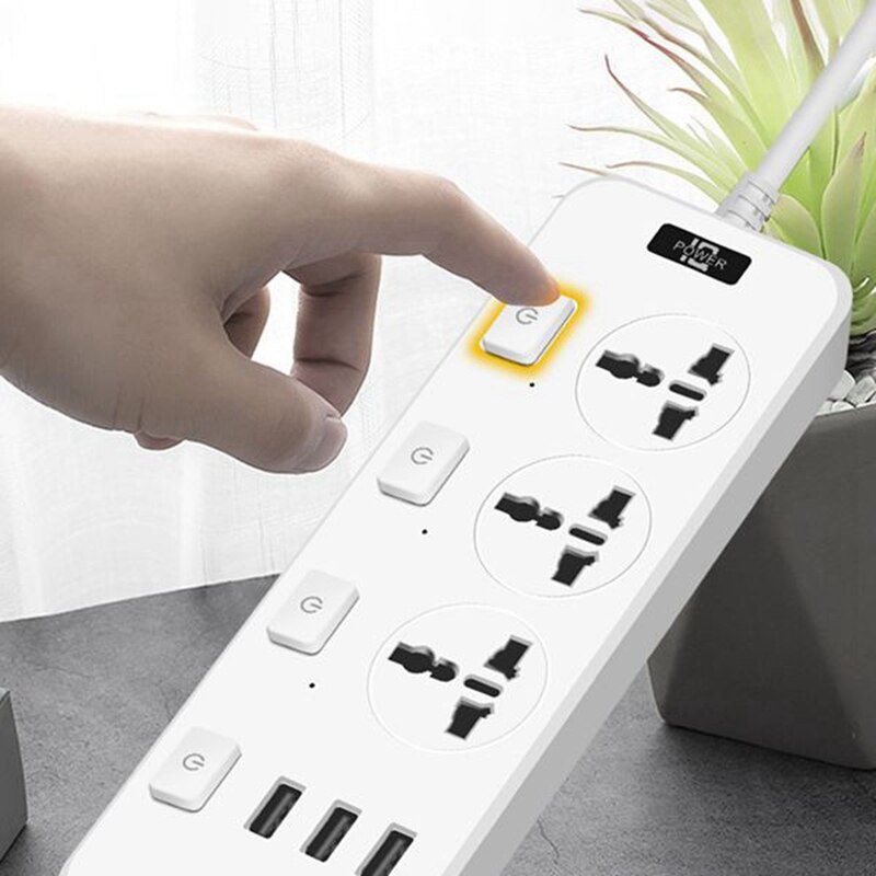 Steckdosenleiste mit 3 usb-anschlüssen , 5v joule 2a 6.5 cm langem verlängerungskabel 2500 überspannungsschutz für studentenwohnheime