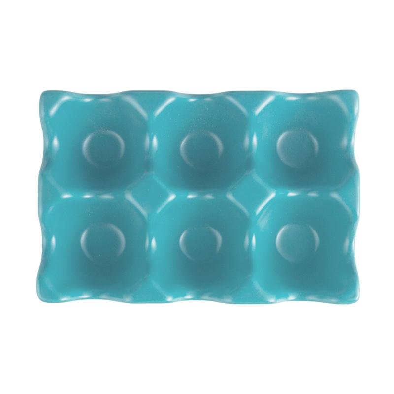 6 grilles porte-oeuf en céramique anti-dérapant boîte à oeufs réfrigérateur antichoc oeuf boîte de rangement: Sky blue