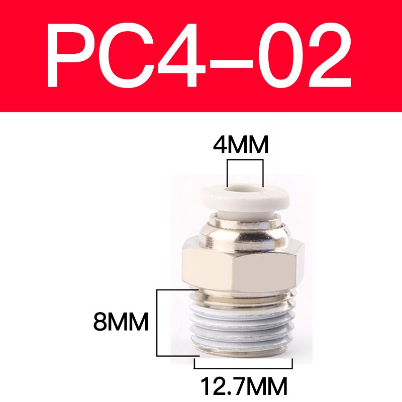 1 pcs Pneumatic quick-release trachea quick connector metric thread straight through APC4/6-M5PC8-M6/M8/M10M12M16: PC4-02