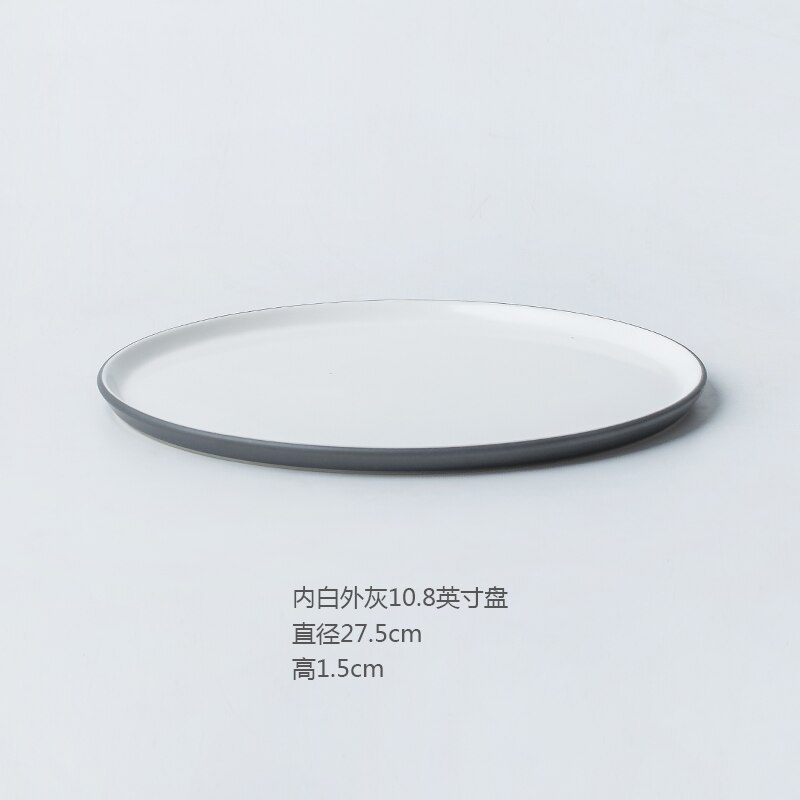 Noord-europa Keramische Ontbijt Cake Tray Moderne Thuis Steak Dessert Westerse Plaat Restaurant Dienblad Ronde Servies: A--27.5cm