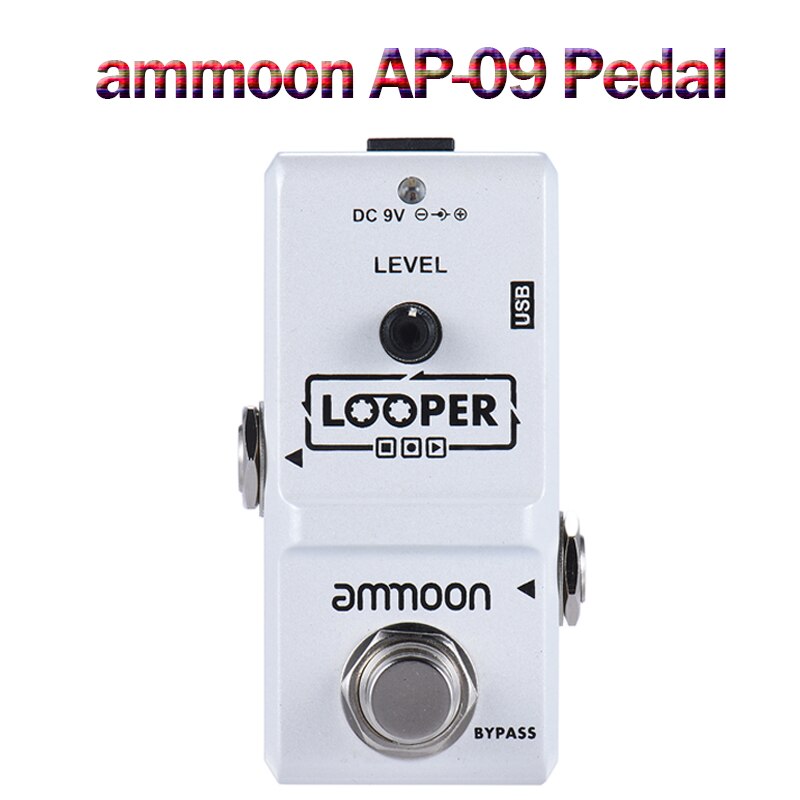 Ammoon stereo looper loop record guitar effekt pedal 10 uafhængige loops max 10 min optagetid guitar pedal guitar tilbehør: Ammoon ap -09