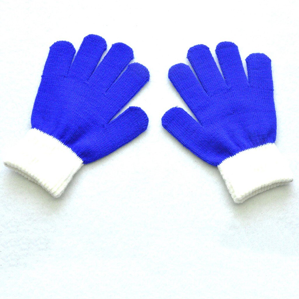 Baby Gloves Winter Boys Girls Knitted Gloves Warm Rope Full Finger Mittens Gloves For Kids Children Toddler 19Oct: Blue