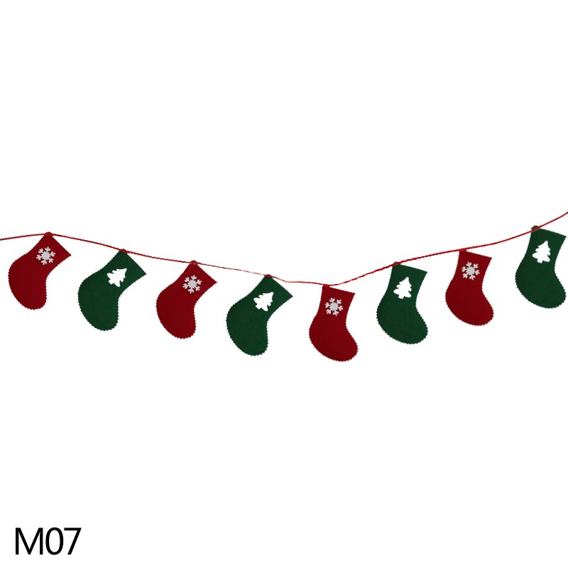 3m god jul prydnader banderoller julgran strumpor filt krans bunting för hem år julfest hängande dekor flaggor: M07