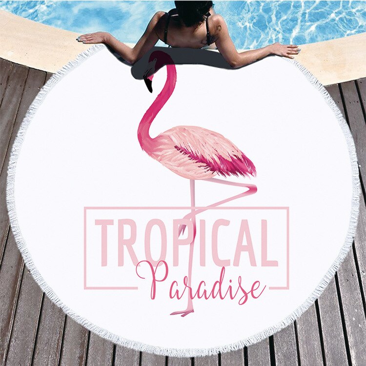 Runde Saugfähig Schnell trocknend Strand Handtuch Schnell Trocknendes Strandtuch Sommer Flamingo Frische Muster Bad Handtuch: ST-00086